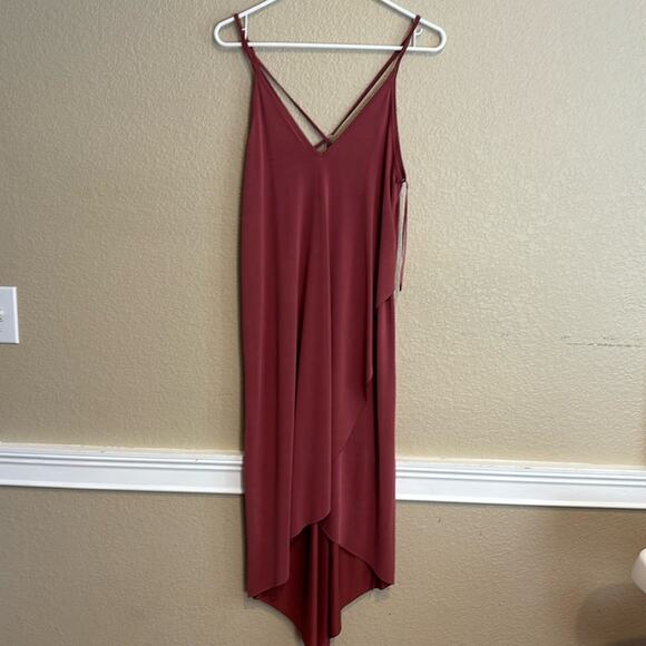 Lulus Dresses & Skirts - Lulu’s Hi-Low Twin‎ Spaghetti Strap Stretch Knit Dress In Washed Red Size…